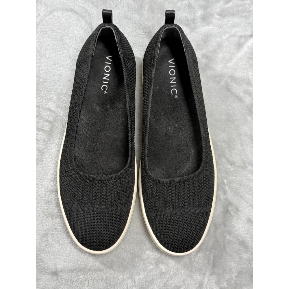 Vionic Uptown Skimmer Knit Black Loafers Slip On Flats Womens 8.5